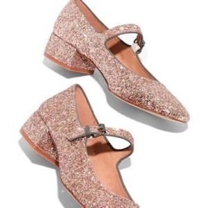 Madewell Glitter Platform Mary Jane Shoes - Pink